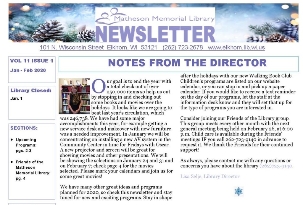 The January/February 2020 Library Newsletter is NOW Available ...